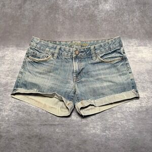 Vintage American Eagle Outfitters Womens Denim Shorts Cuffed Distressed‎ Blue 6